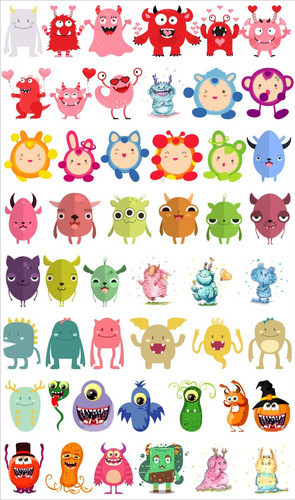 Mounstruos 03! Pack Vectores!! Exclusivos!! Estampas, Diseño 1