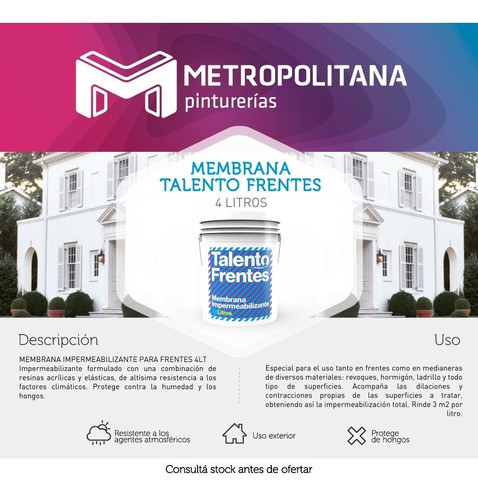 Talento Frentes Impermeab Blanco | 4lt 1