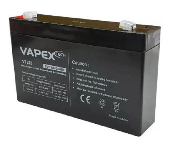 Bateria De Gel 6v 7ah Vapex 0