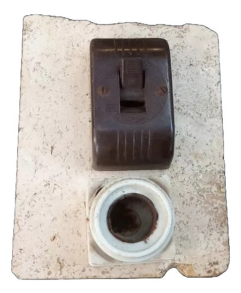 Antiguo Tablero Mármol Interruptor Bipolar Y Porta Fusible 0