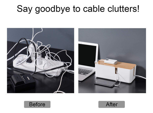 Changsuo Caja De Gestin De Cables Con Tapa De Bamb, Caja Org 1