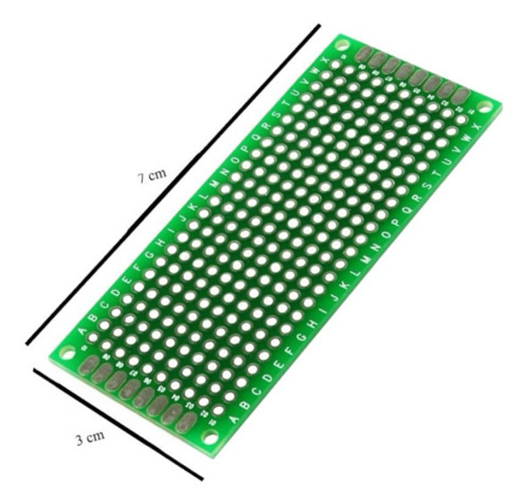 Kit 10 Placa De Circuito Impresso Ilha Dupla Face 3x7 Cm Pcb 1