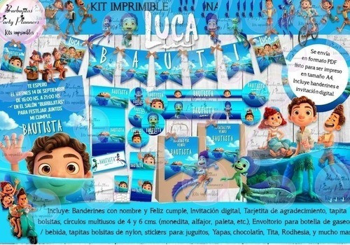 Kit Imprimible Candy Bar Luca Full % Editable 0