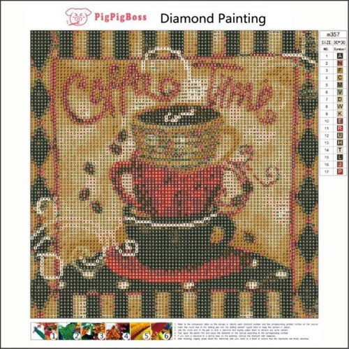 Kit De Pintura Con Diamantes 5d - Tazas Cafe 30x30cm Diy 1