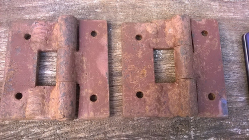 Antiguo Par De Bisagras Robusta Ideal Puerta Portón 12 Cm 1