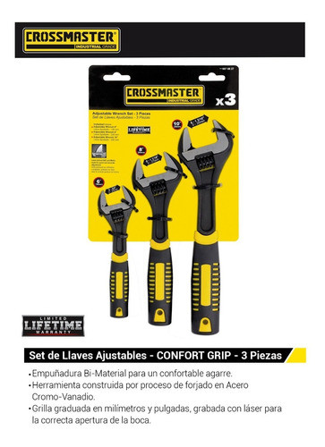 Set Kit Juego Llaves Ajustables 3 Piezas Conf-g Crossmaster 1