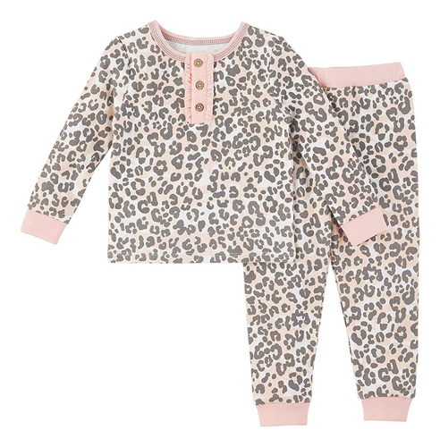 Conjunto De Pijamas De Leopardo Para Niñas De Mud Pie, 12 Me 0