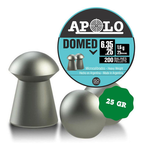 Balines Apolo Domed 6.35 25 Gr. 3 Latas X 200un 1