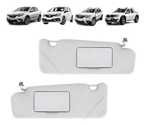 Par Quebra Sol Cinza C Espelho Renault Logan 2013 2014 2015 0