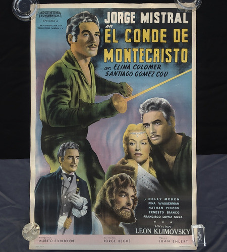 Afiche Cine El Conde De Montecristo, Jorge Mistral Año 1953 0