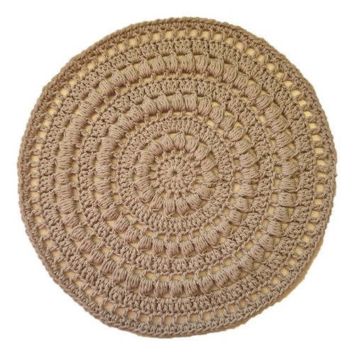Carpeta Crochet Nordica Hilo Algodón Gris Claro Diam 28cm 0