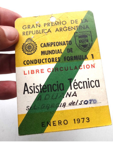 Entrada Gran Premio 1973 Formula Uno F1 Reutemann Campeonato 0