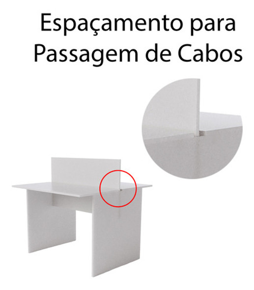 Estação De Trabalho 2 Lugares 90x120cm Branco 1