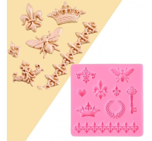 Molde De Silicone Flor De Lis, Abelha,chave,coroa,coração 0