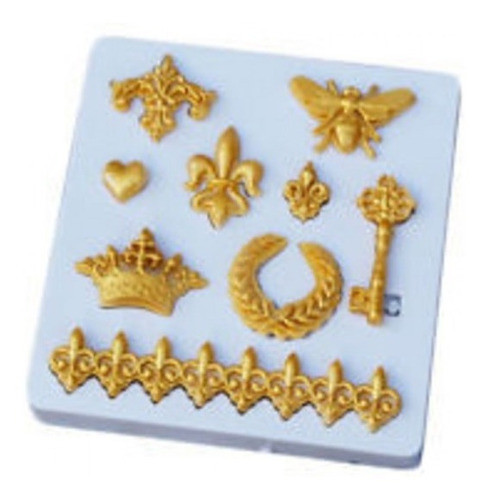 Molde De Silicone Flor De Lis, Abelha,chave,coroa,coração 1