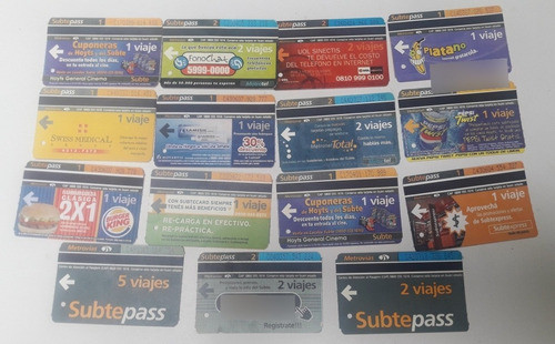 Subtepass 15 Tarjetas Usadas Diferentes 0