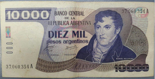 Billete 10000 Pesos Argentinos Año 1985 Muy Bueno 0