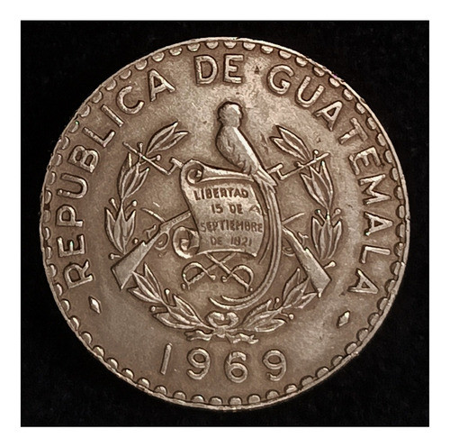 Guatemala 25 Centavos 1969 Exc Km 269 Mujer Nativa 1
