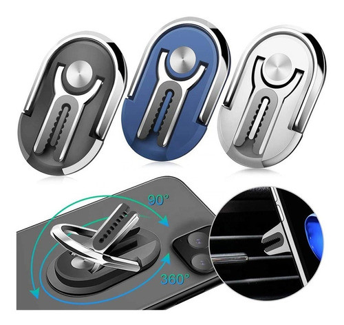 Soporte Anillo 360 Grados Rotacion3 En 1 D Celular Para Auto 0