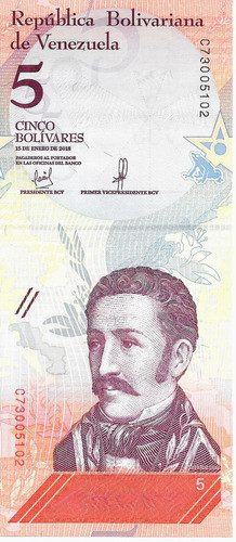 Venezuela 5 Bolívares Soberanos 2018 Pick 102 - Sin Circ. 0