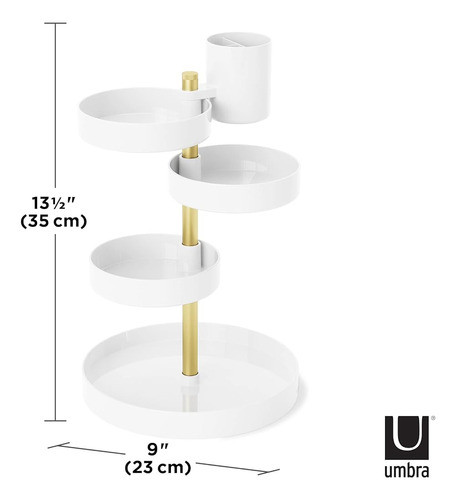 Umbra Pirouette Organizador Cosmético, Blanco/latón 1