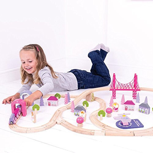 Juego De Tren Bigjigs Rail Wooden Fairy Town  75 Piezas De J 1