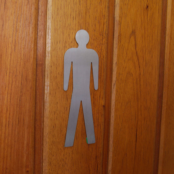 Placa Adesiva Para Porta Banheiro Wc Inox Escovado Homem 0