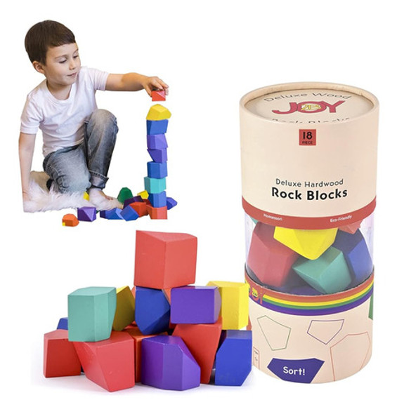 Joy2b Toddler Toys Wooden Stacking Blocks - Montessori Toys 0