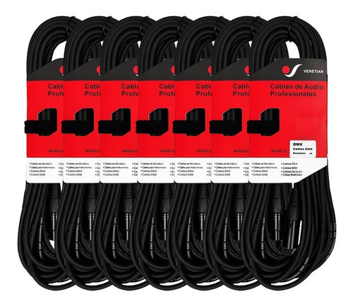 Venetian Cable Dmx 7.5 Mts Xlr Canon Armado 120 Ohm X 7 Pack 0