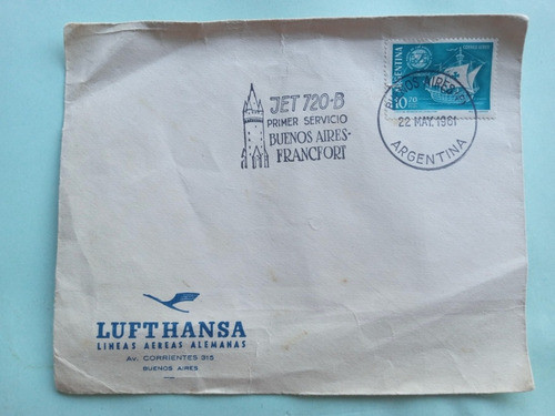 Vuelo Inaugural 1961 Bs As - Frankfurt Jet 720-b Lufthansa 0