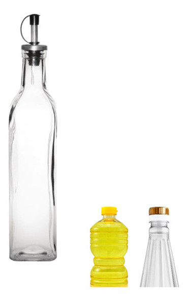Botella Aceitera Vidrio Con Pico De Metal 26cm Cocina 0