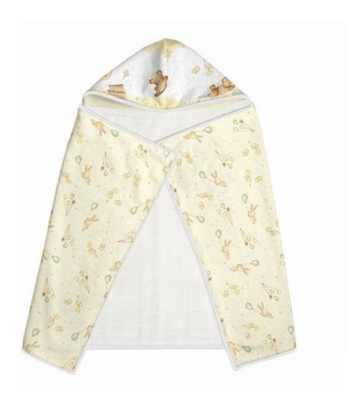 Toalha De Banho Felpuda C/ Capuz Estampado Urso Papi 1 Toalha De Banho Felpuda C/ Capuz Estampado Urso Papi 1