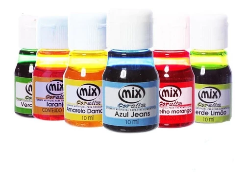 Corante Liquido Varias Cores 10ml Mix - 10 Unid - Promoção 0