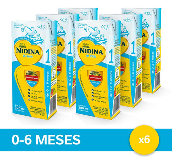 Nidina® 1 Leche Infantil Listo Para Tomar - 6 Unidades X 200 0