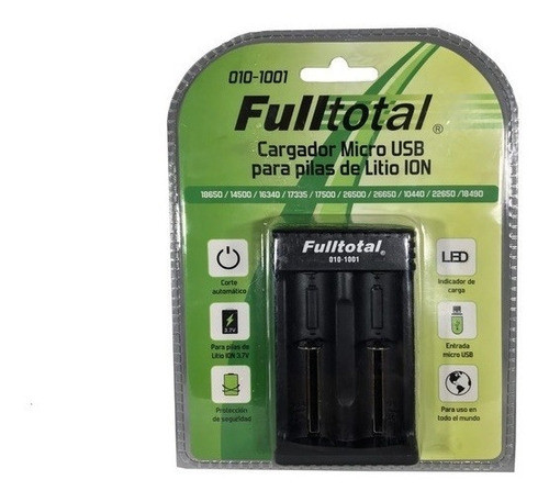 Cargador Pilas 2 Canales Cr123 18650 Micro Usb + Pila 18650 0