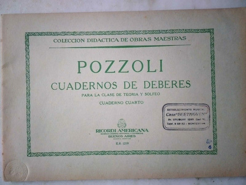 Pozzoli, Cuaderno Ejercicios De Teoria Y Solfeo.edit.ricordi 0