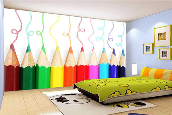 Papel De Parede Infantil Colorido Cores Lapis 4m² Azs54 0