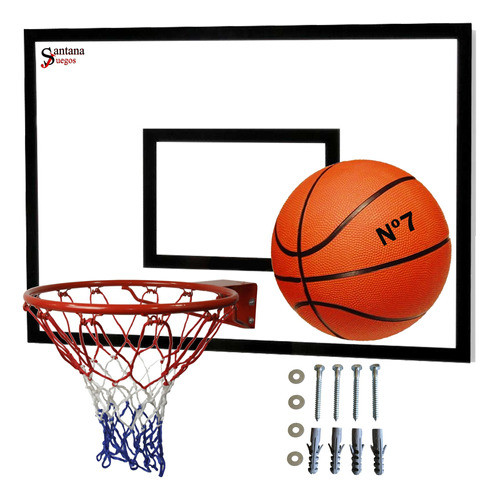 Tablero Basketball Aro 45cm + Pelota + Red Santana Juegos 0