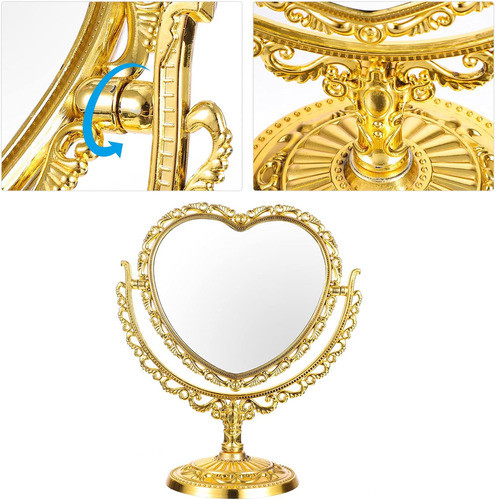 Espelho De Maquiagem De Mesa Retrô Em Forma De Coração Espe 1