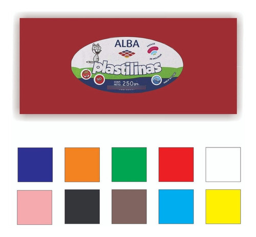 Plastilina Alba 250gr Colores Surtido Profesional No Tóxico 0