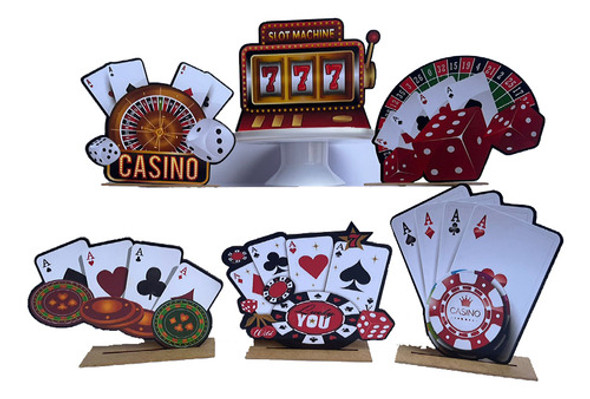 Kit Display De Mesa 6 Peças Para Festa Cassino Mdf 0