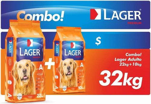 Combo Lager Perro Adulto 22 + 10 Kg (32kg) + Regalo 0