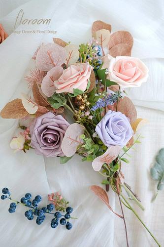 Rosas Artificiales C/tallo Aspecto Realista 50u 7.6cm /blush 1