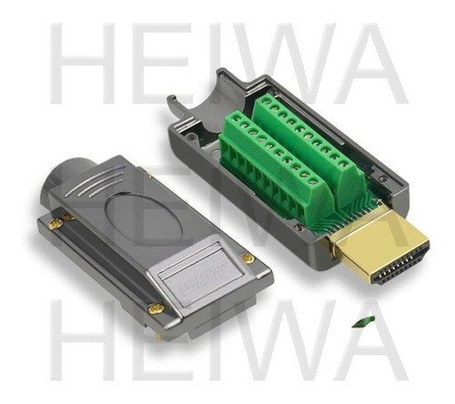 Conector Hdmi Macho Montagem Sem Solda Parafuso Capa Metal 0