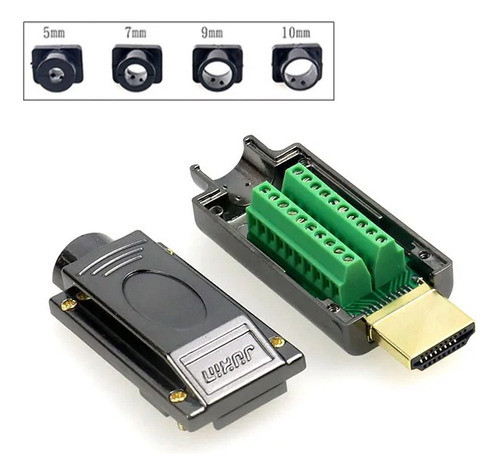 Conector Hdmi Macho Montagem Sem Solda Parafuso Capa Metal 0