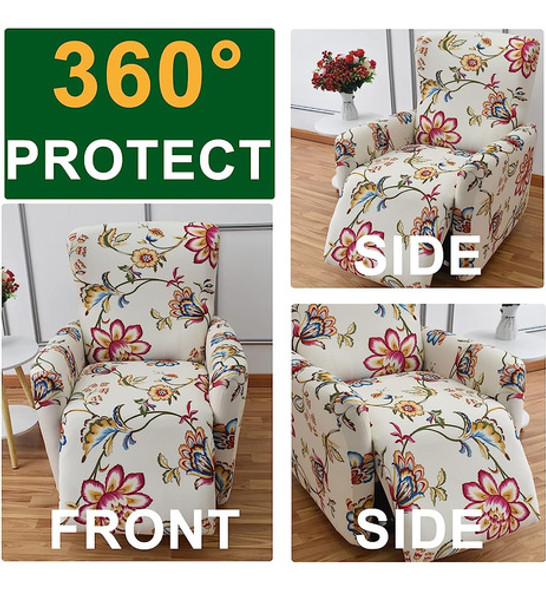 Crfatop Stretch Recliner Cover 4-pieces 1seat Recliner Chair 1