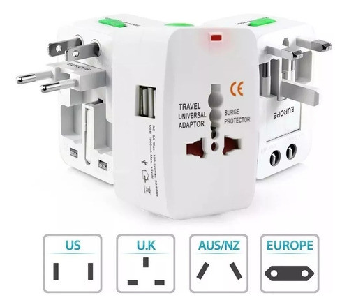 Adaptador Universal De Corriente Viajes + Cargador 2 Usb 1