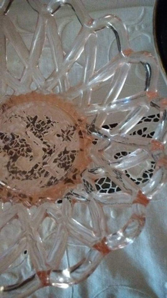 Antigua Caramelera Rosa En Vidrio 1