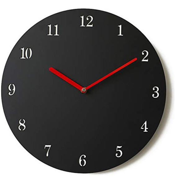 Reloj De Pared Negro Y Rojo Minimalista Moderno 0