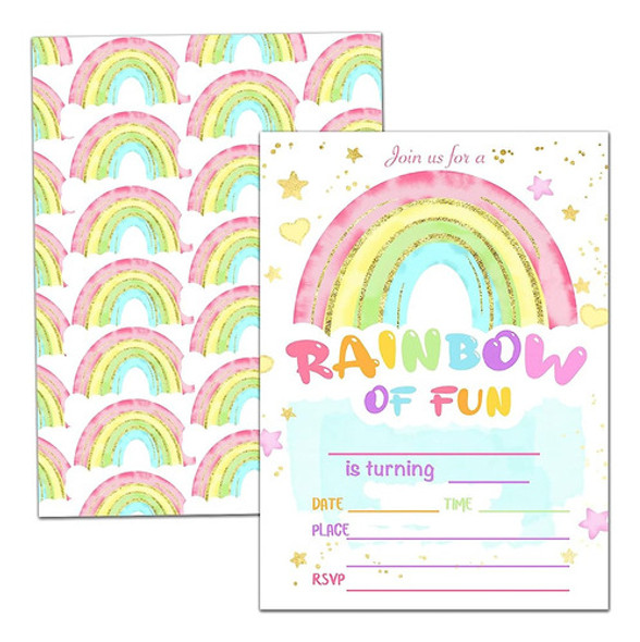 Tarjetas De Invitación De Fiesta De Cumpleaños Rainbow, Rain 0